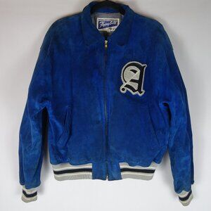 Vtg Avirex LTD Flying Suits Leather Suede Embroidered Patch Varsity Jacket, Sz L